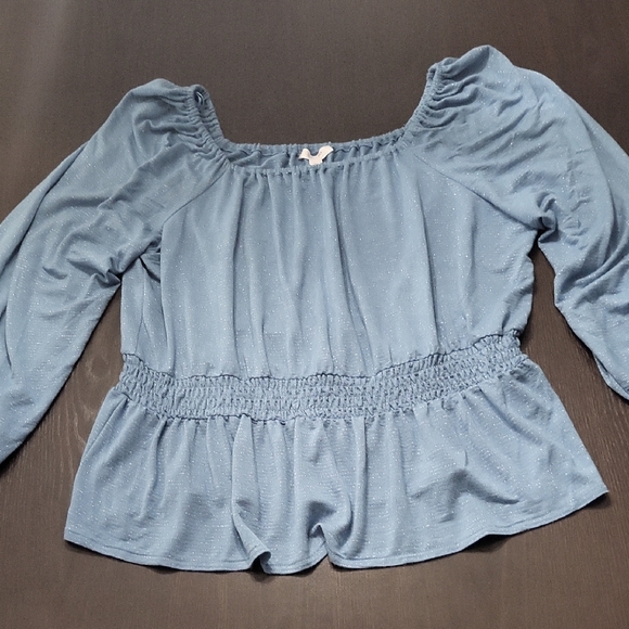 LC Lauren Conrad Tops - Lauren Conrad XL Blue Top Blouse With Sparkling Threads
